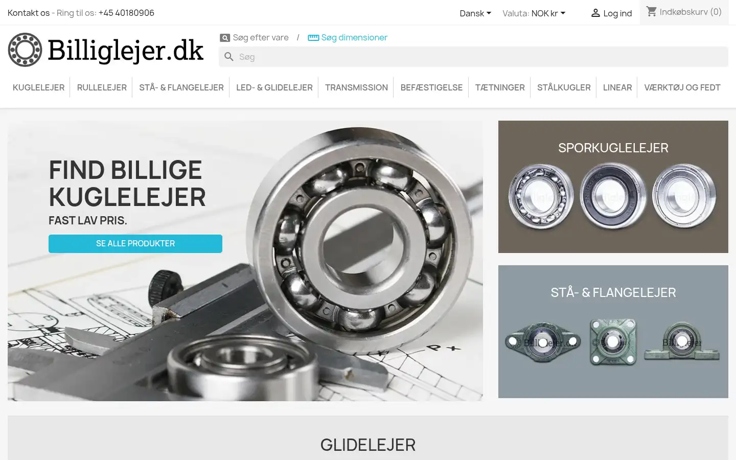 Screenshot of billiglejer.dk