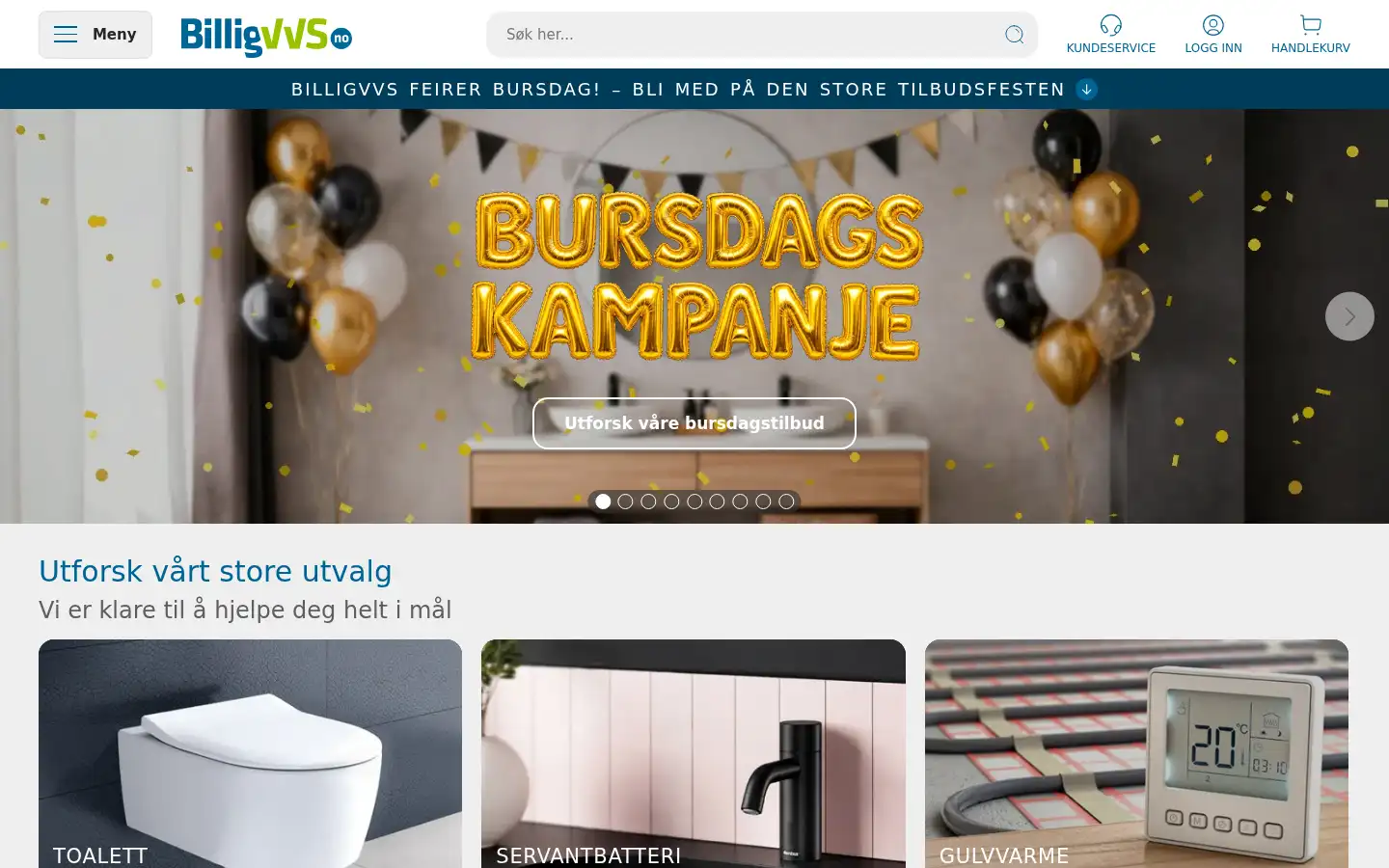 Screenshot of billigvvs.no
