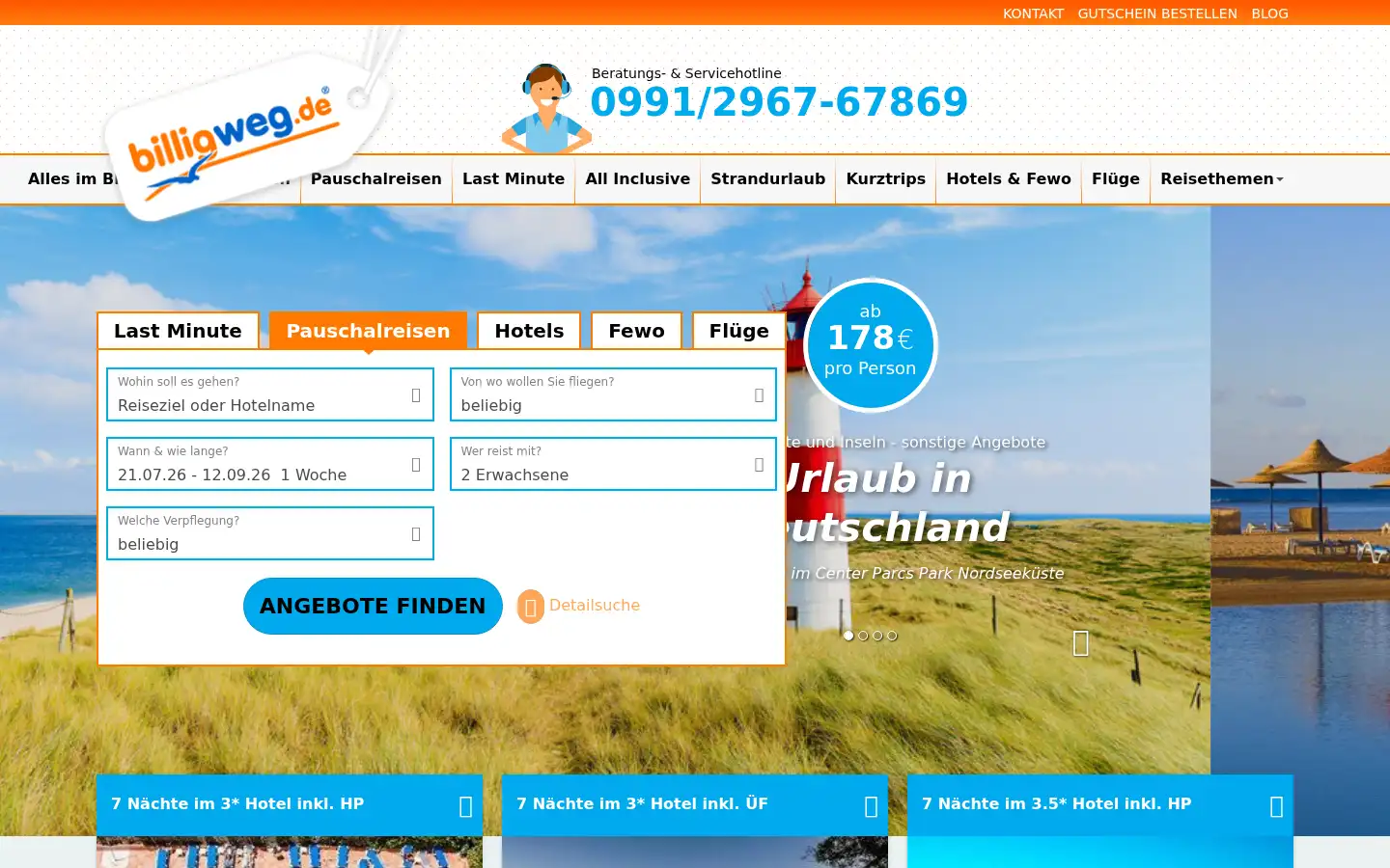 Screenshot of billigweg.de