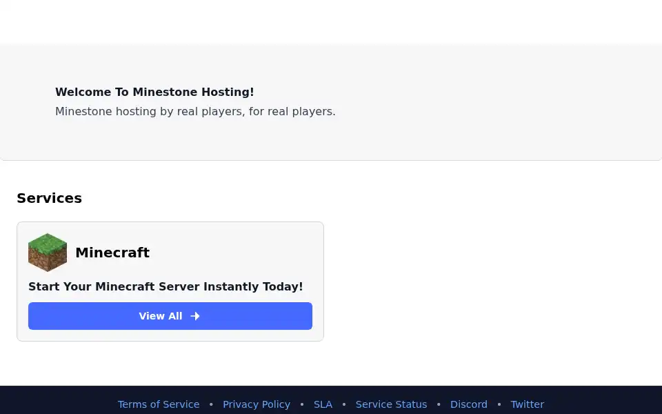 Screenshot of billing.minestone.tech