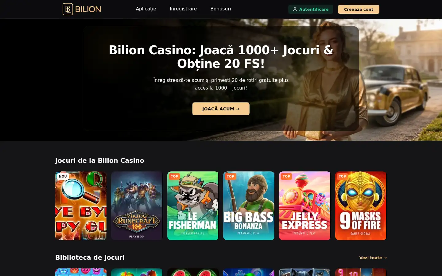 Screenshot of billioncasino.com.ro