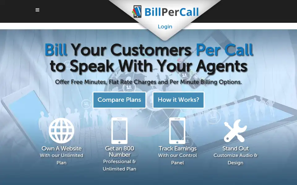 Screenshot of billpercall.com