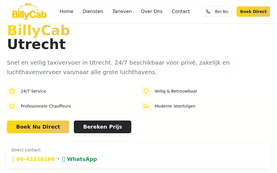 Screenshot of billycab.nl