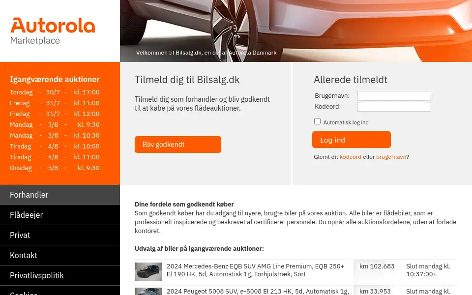 Screenshot of bilsalg.dk