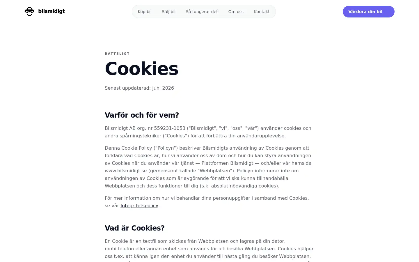 Screenshot of bilsmidigt.se
