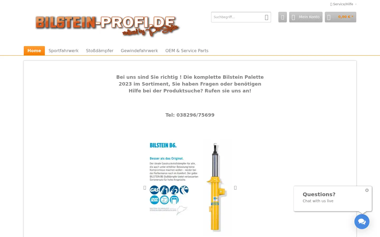 Screenshot of bilstein-profi.de