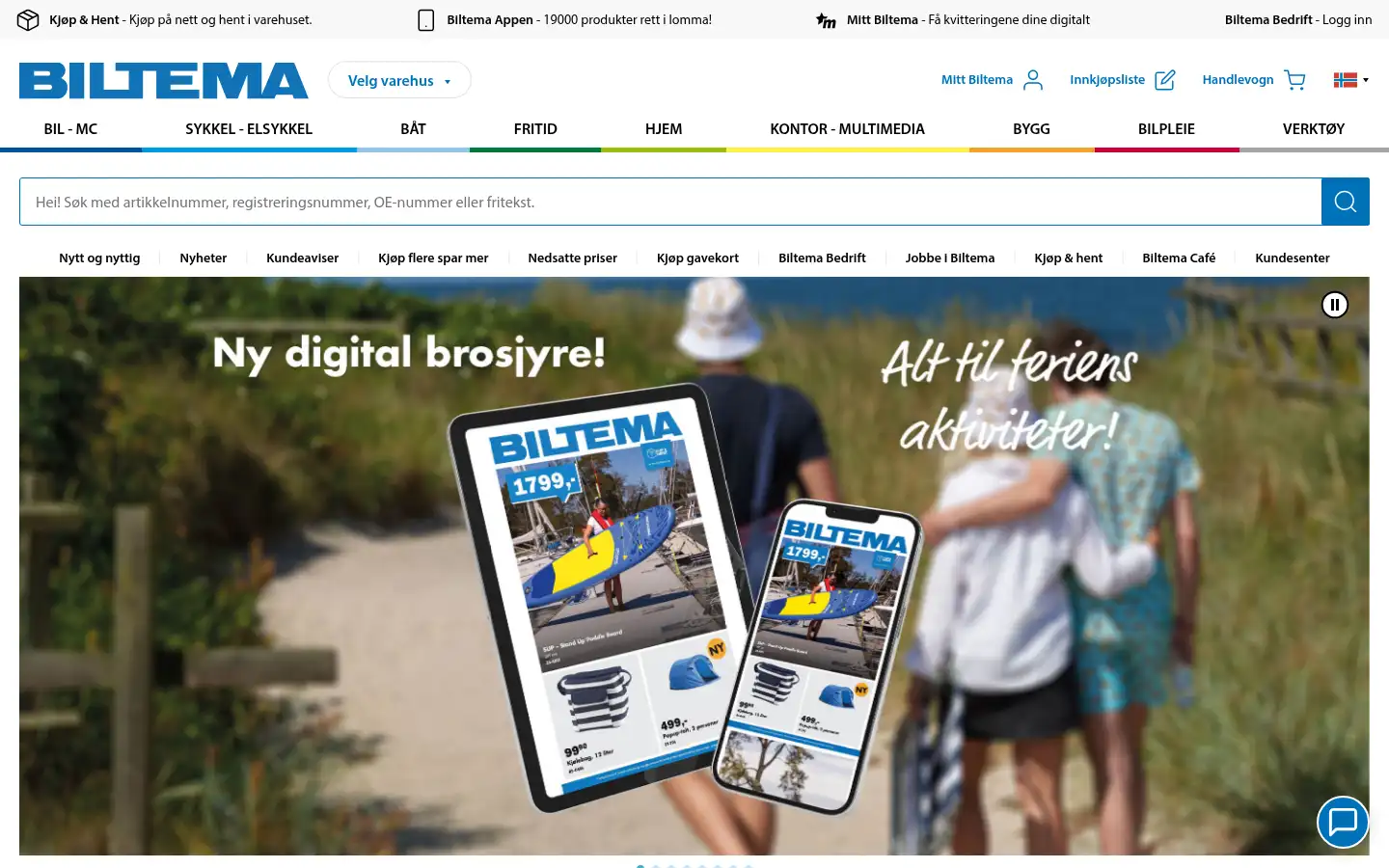 Screenshot of biltema.no