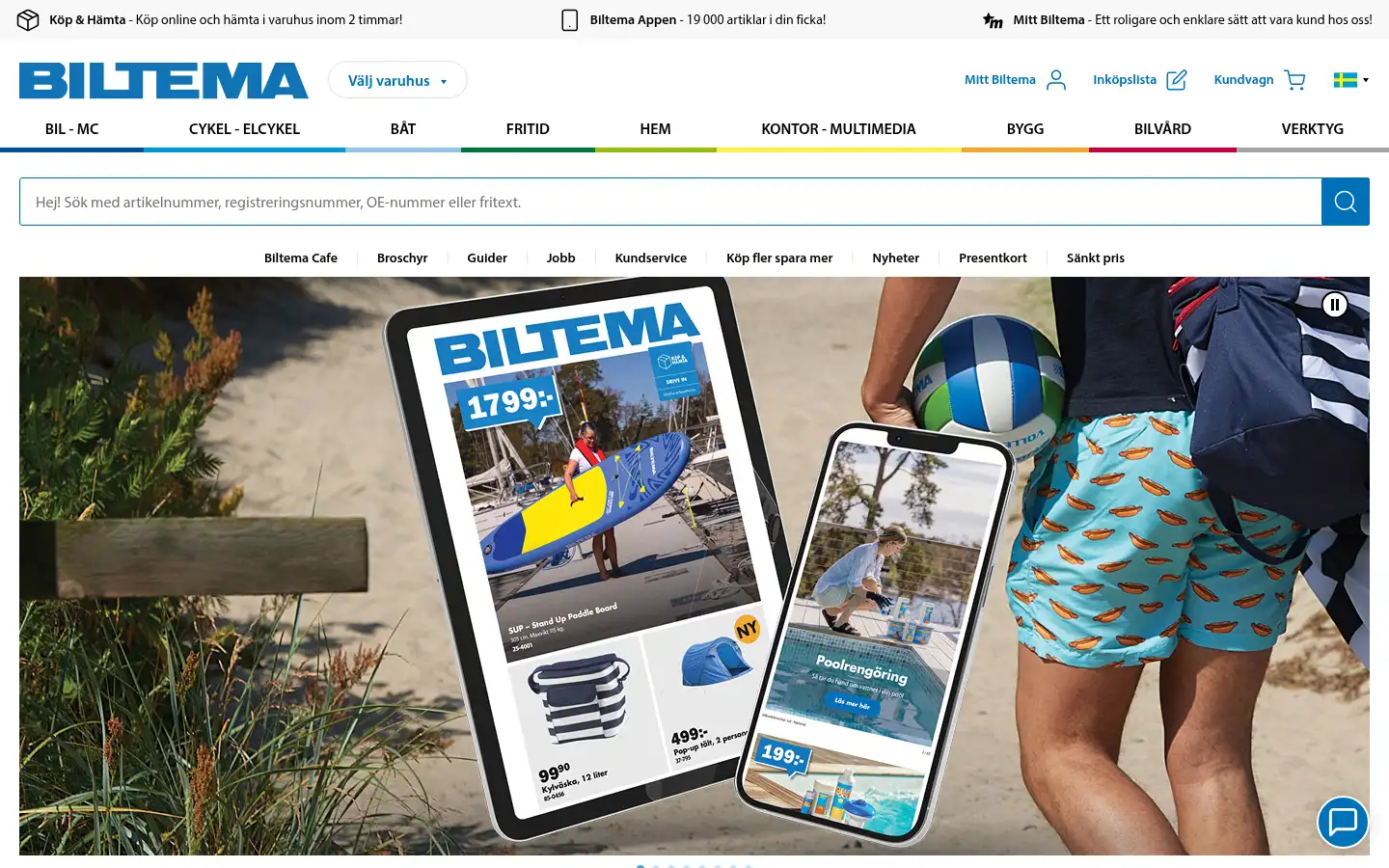 Screenshot of biltema.se