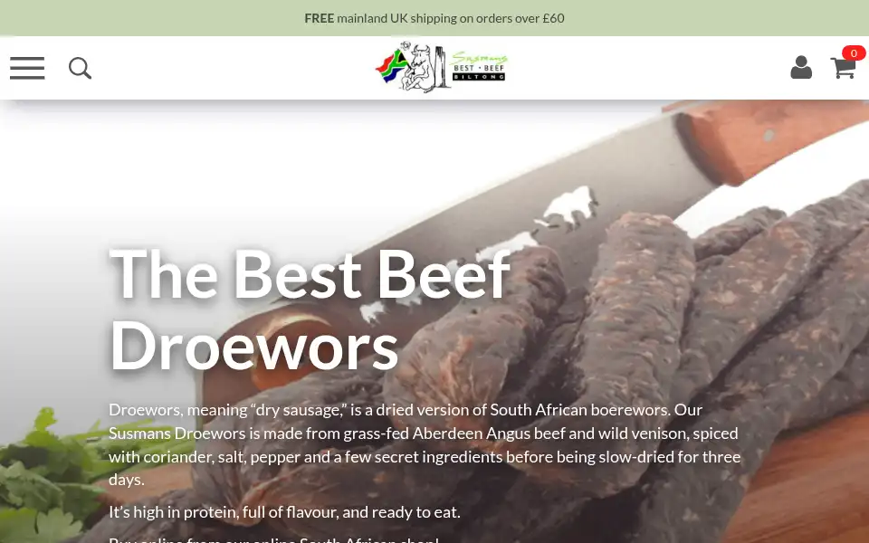 Screenshot of biltong.co.uk
