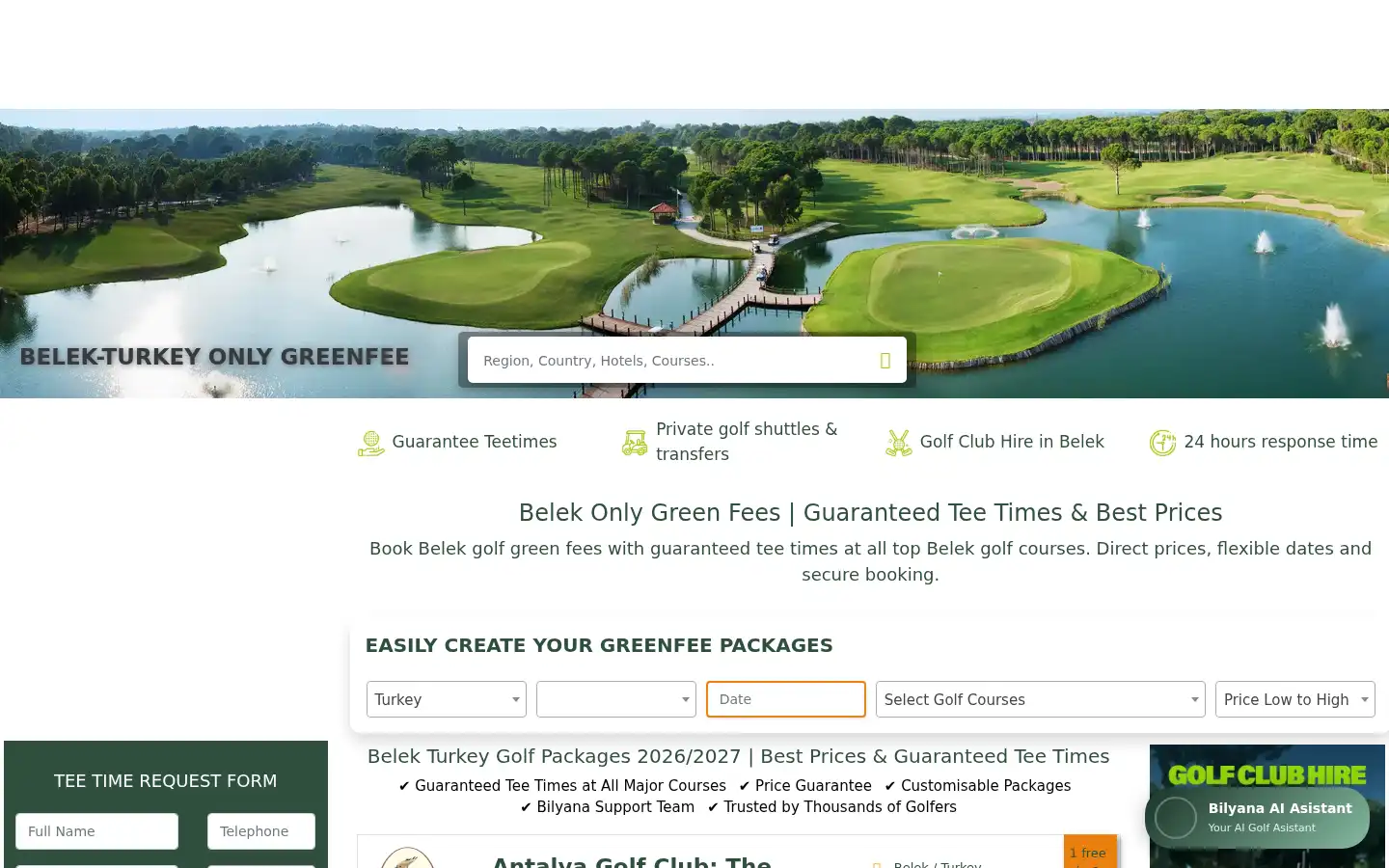 Screenshot of bilyanagolf.com