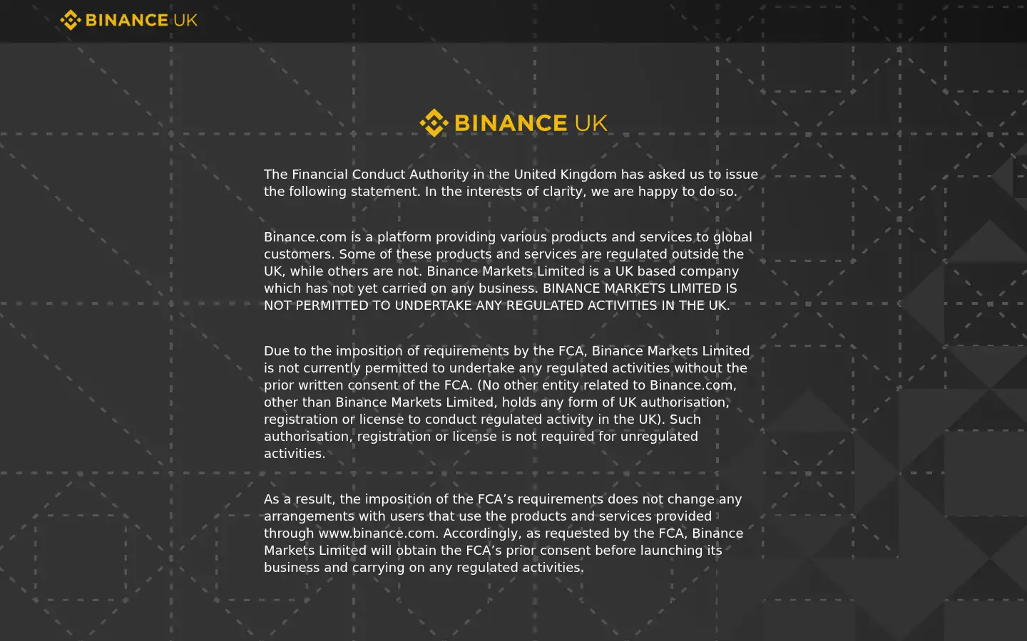 Screenshot of binance.co.uk