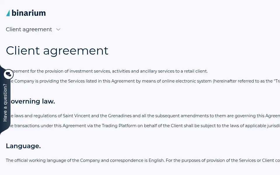 Screenshot of binarium.com
