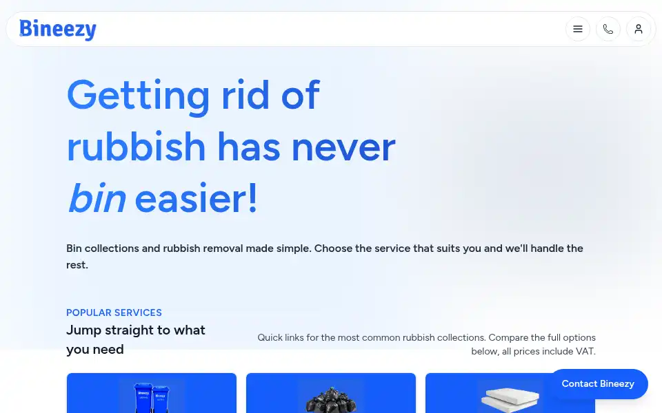 Screenshot of bineezy.co.uk