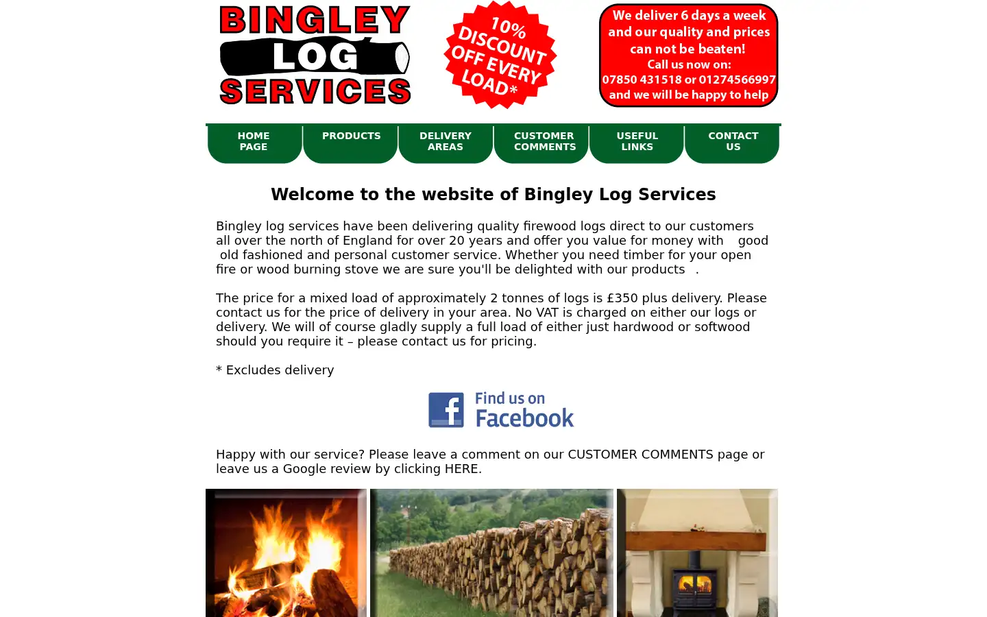 Screenshot of bingleylogs.co.uk