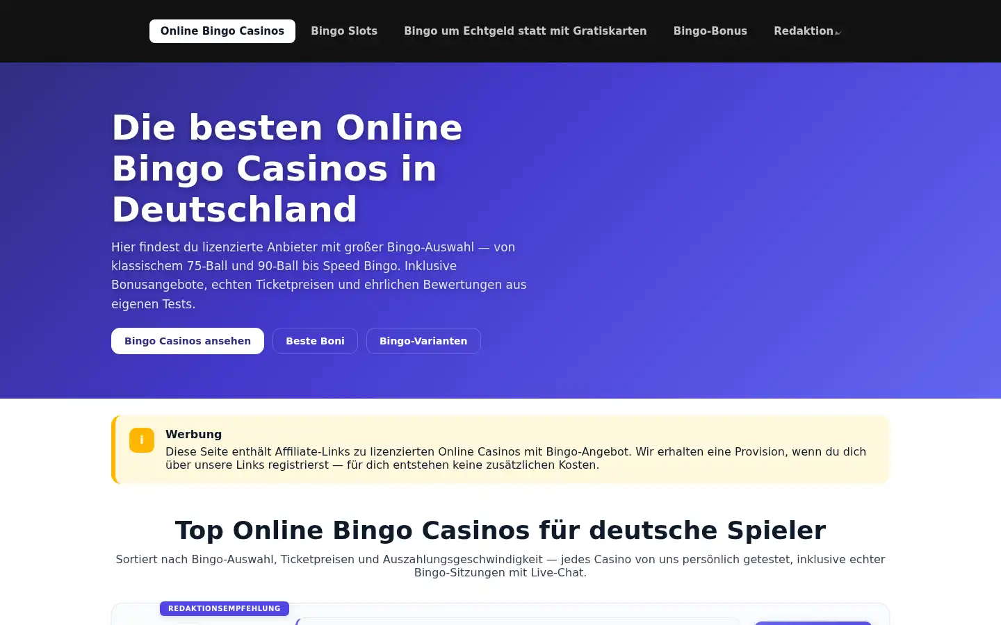 Screenshot of bingocasinos.net