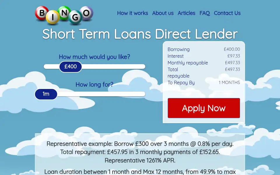 Screenshot of bingoloans.co.uk