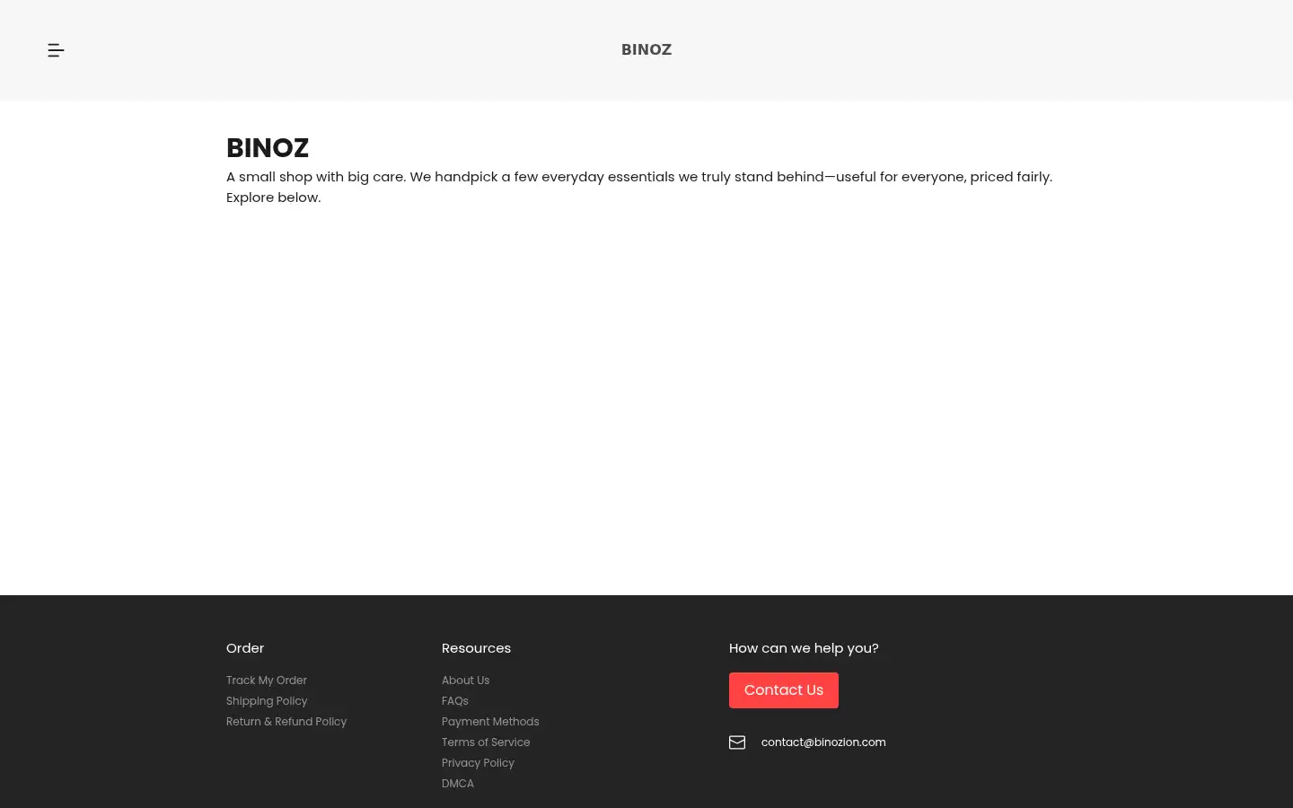 Screenshot of binozion.com