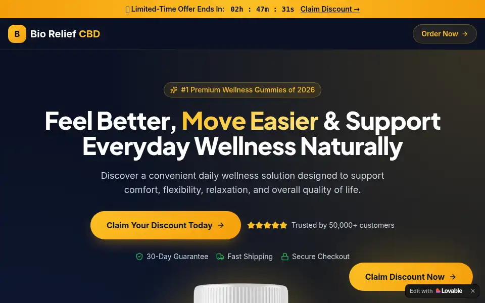 Screenshot of bio-relief-cbd-gummies-us.lovable.app
