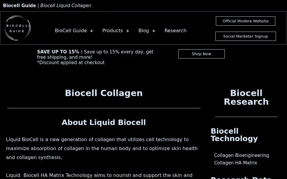 Screenshot of biocellguide.com