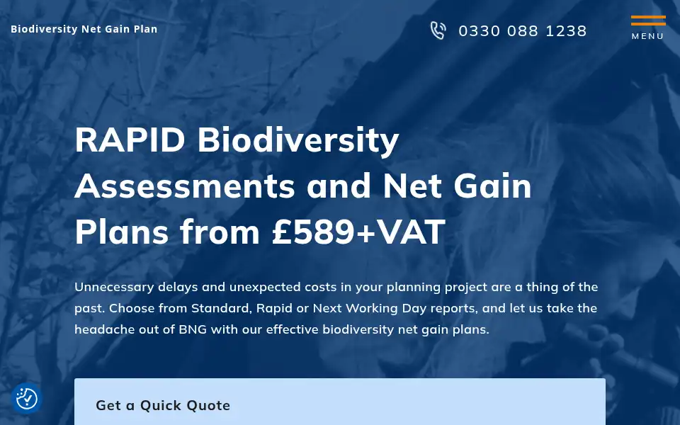 Screenshot of biodiversitynetgainplan.co.uk