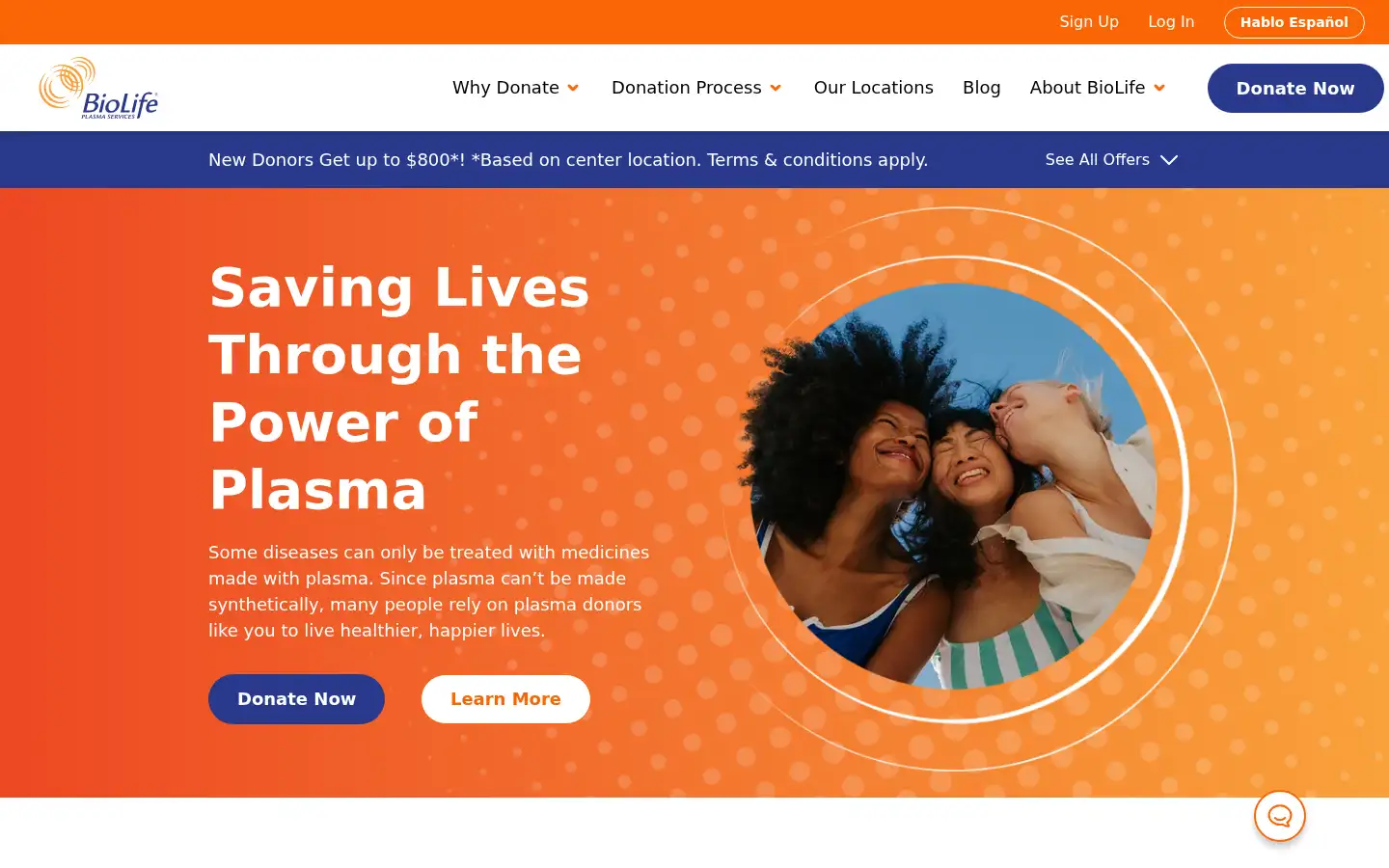 Screenshot of biolifeplasma.com