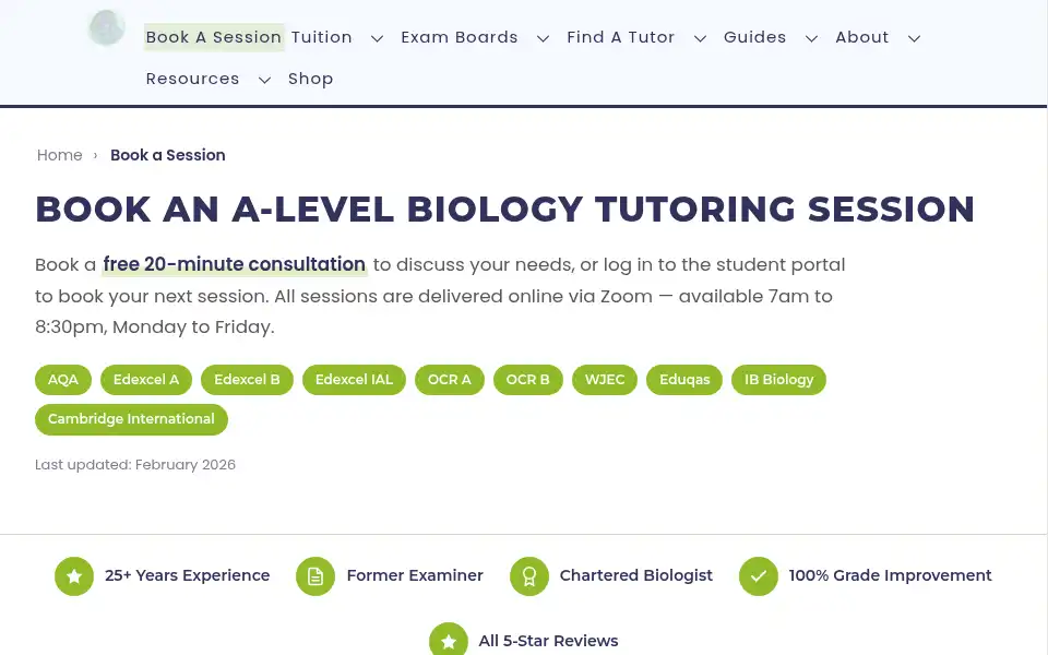 Screenshot of biologyeducation.co.uk