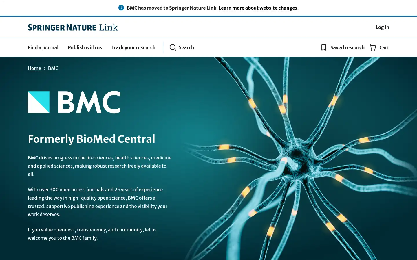 Screenshot of biomedcentral.com