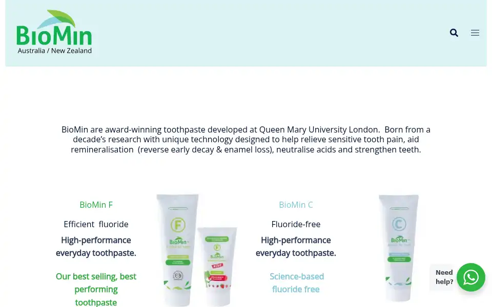 Screenshot of biomintoothpaste.com.au