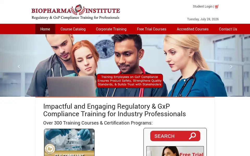 Screenshot of biopharmainstitute.com
