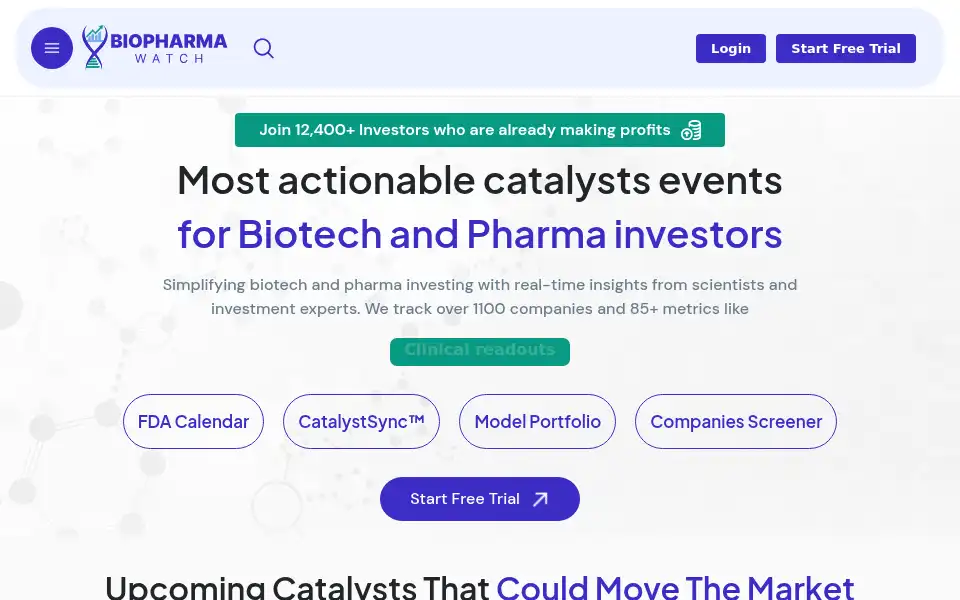 Screenshot of biopharmawatch.com