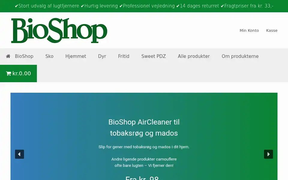 Screenshot of bioshop.dk
