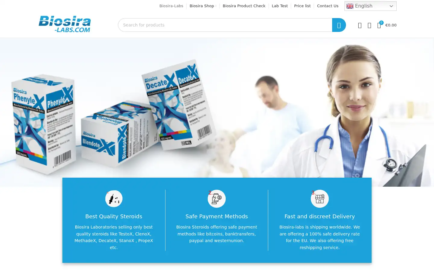 Screenshot of biosira-labs.com