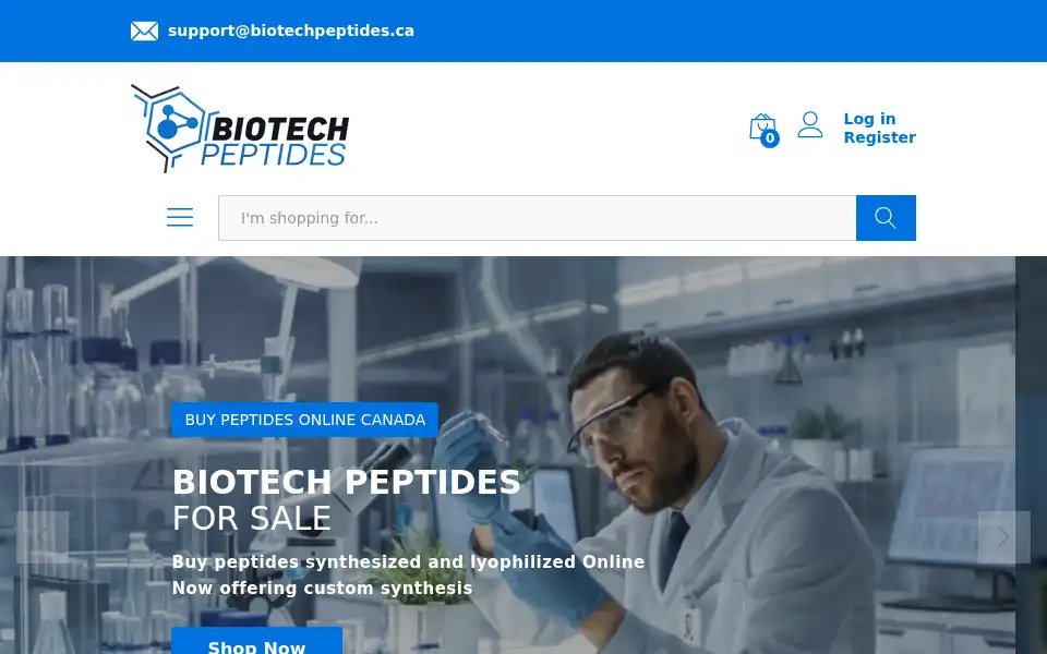 Screenshot of biotechpeptidescanada.ca