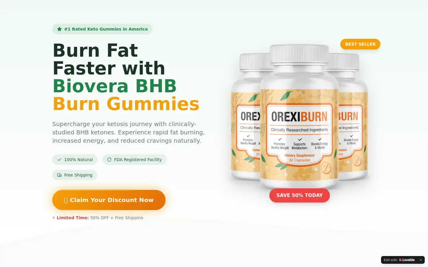 Screenshot of biovera-burn.lovable.app