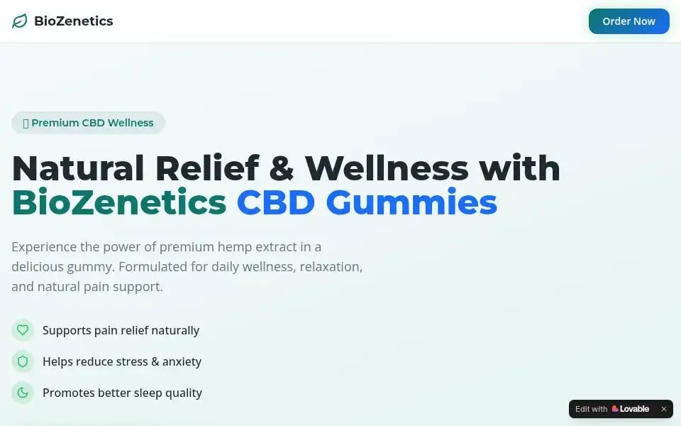 Screenshot of biozenetics.lovable.app