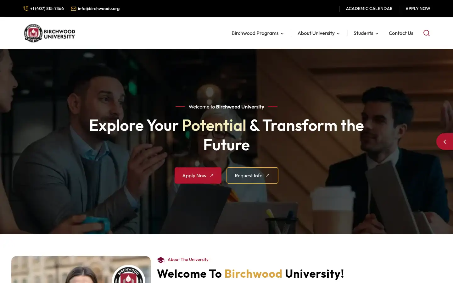 Screenshot of birchwoodu.org