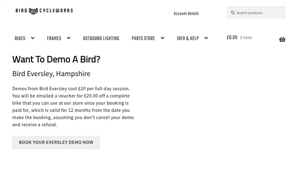 Screenshot of bird.bike