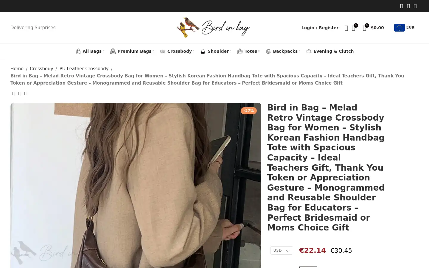 Screenshot of birdinbag.com