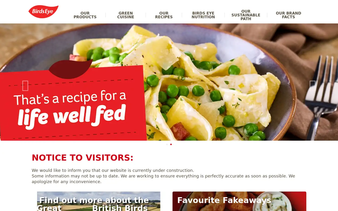 Screenshot of birdseye.co.uk