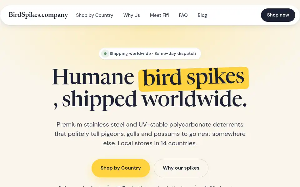 Screenshot of birdspikes.company