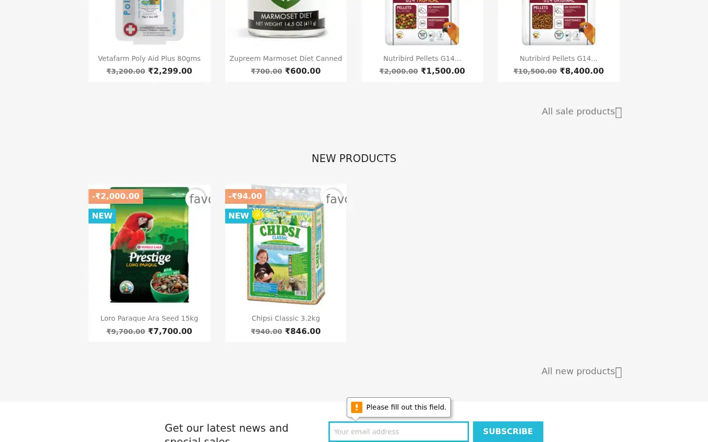 Screenshot of birdstore.in