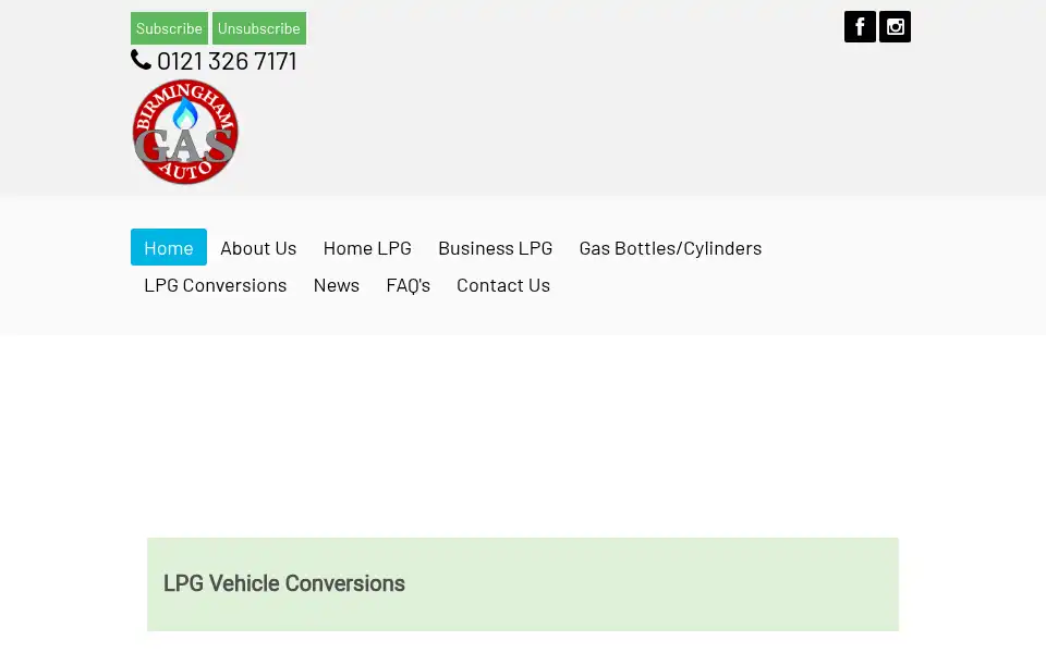 Screenshot of birminghamautogas.co.uk