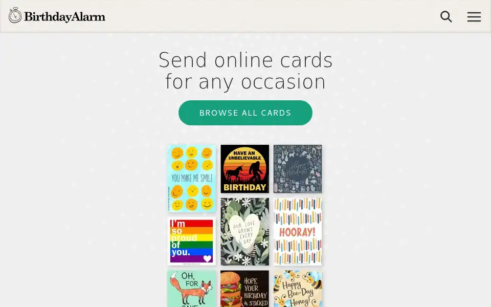 Screenshot of birthdayalarm.com