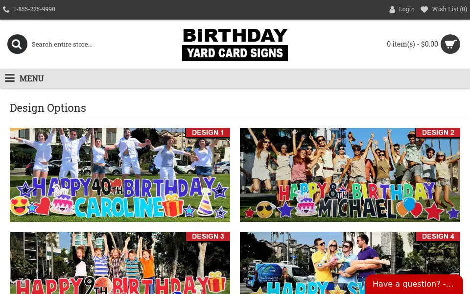 Screenshot of birthdayyardcardsigns.com