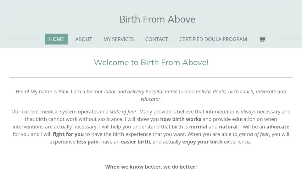 Screenshot of birthfromabove.org