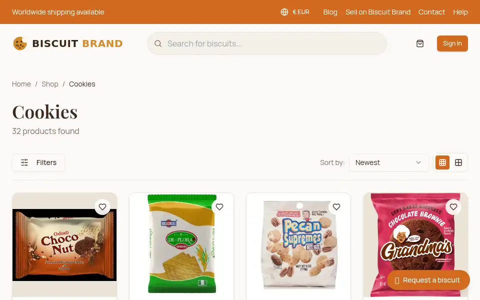 Screenshot of biscuitbrand.com