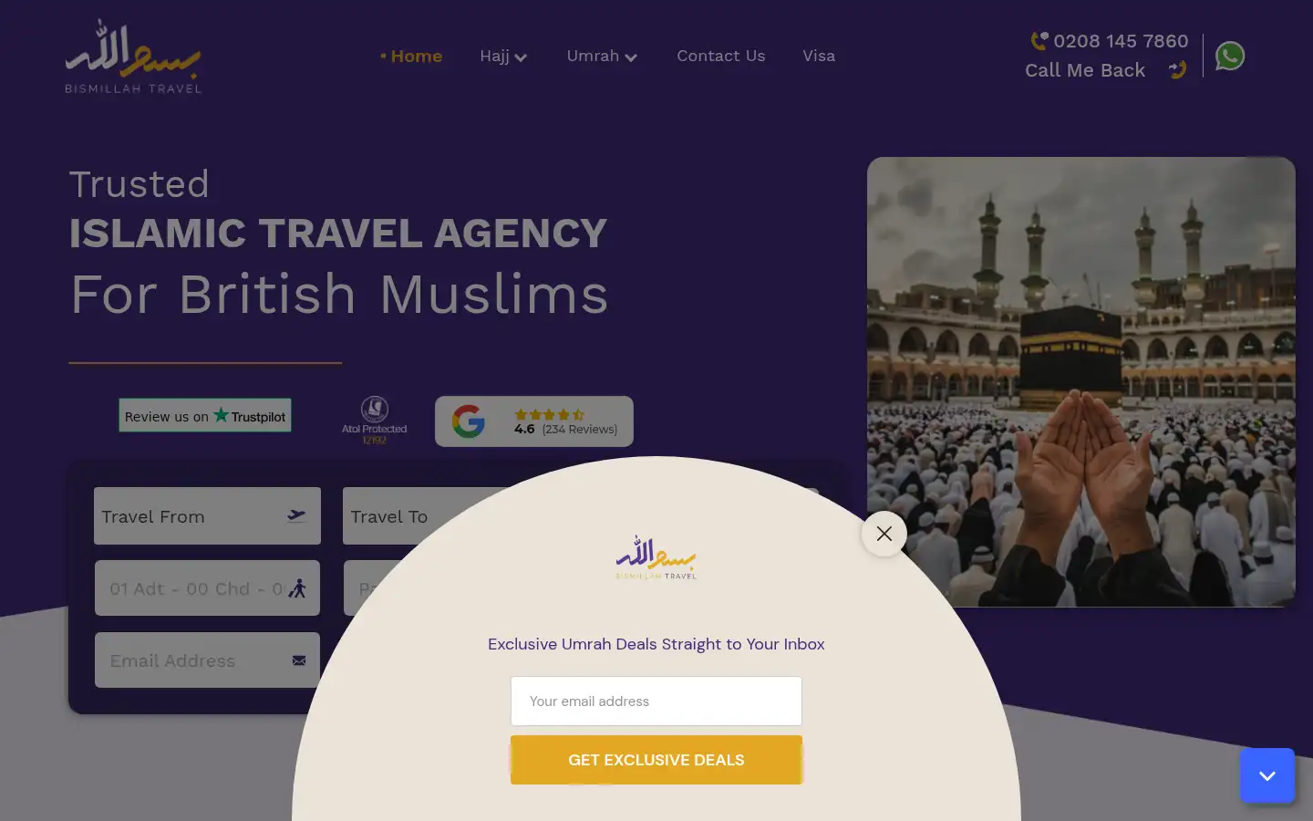 Screenshot of bismillahtravel.co.uk
