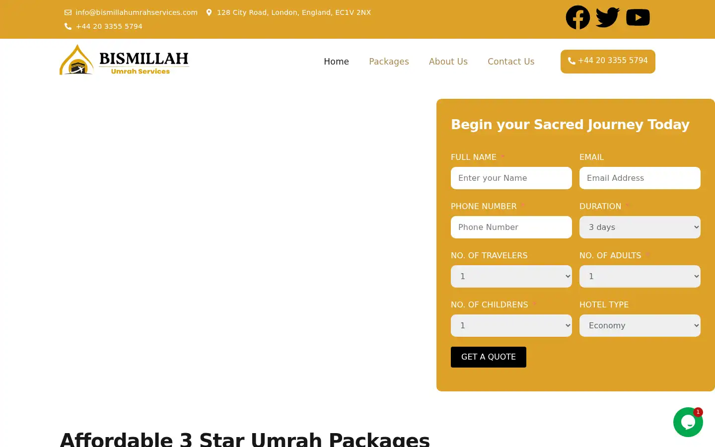 Screenshot of bismillahumrahservices.com