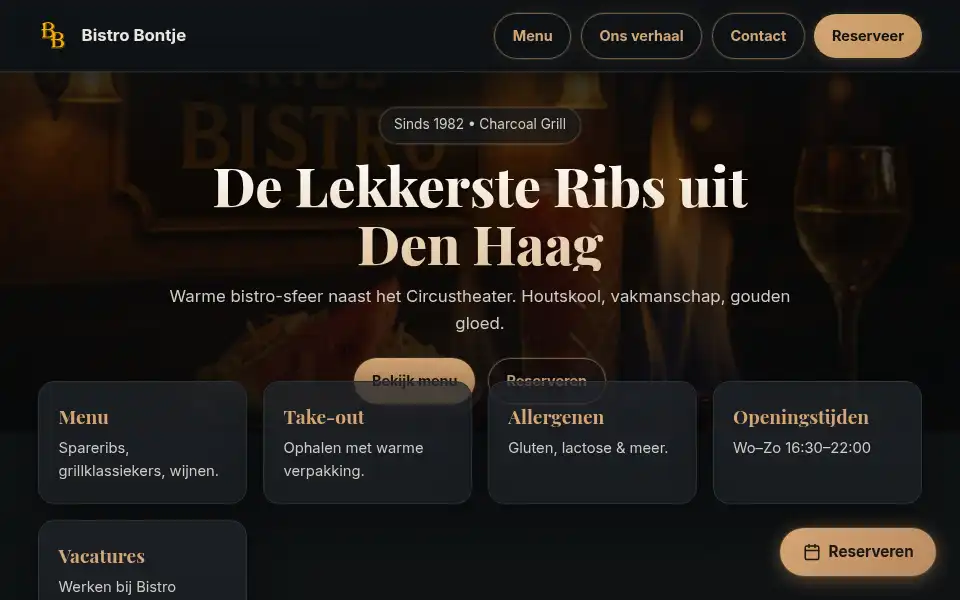Screenshot of bistrobontje.nl