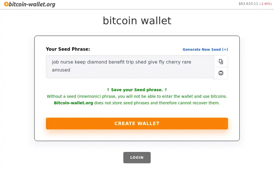 Screenshot of bitcoin-wallet.org